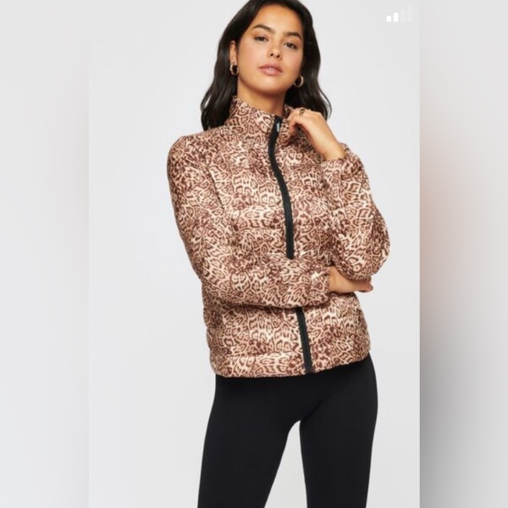 Dynamite cheetah print packable essential puffer